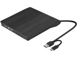 Reproductor externo de DVD y CD - Unidad USB 3.0 y USB-C - Delgado de 9,5 mm - Plug and Play