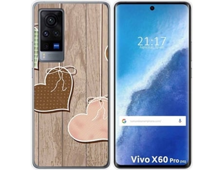 Carcasa Vivo X60 Pro 5G TUMUNDOSMARTPHONE Corazones Madera Multicolor
