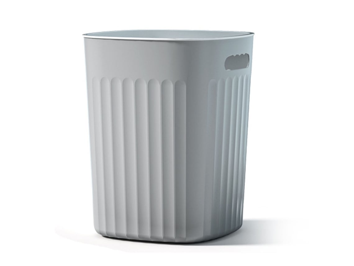 Cubo De Basura De Gran Capacidad Con Rayas Verticales, Portátil, Con Asa, Descubierto, Pp, Para Cocina, Sala De Estar, Silencioso, Gris, Grande