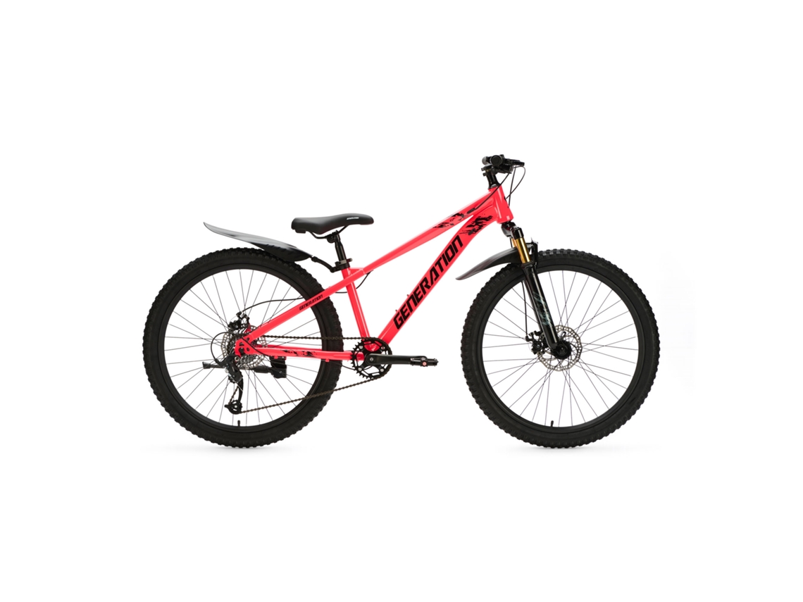 Bicicleta de montaña Generation X8 de 26 pulgadas - Rosa con guardabarros
