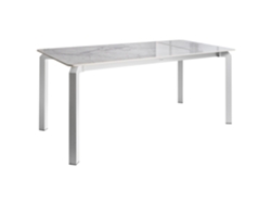 Mesa de comedor de jardín Beliani Feletto en piedra sinterizada blanca 180x90x76