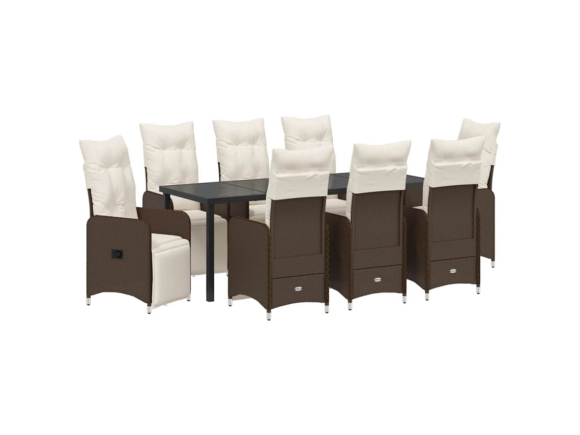 Maison Exclusive - Conjunto De Comedor De Jardín 9 Pcs Marrón Ratán Sintético