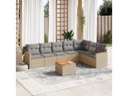 Conjunto de 8 sofás de jardín con cojines de mimbre beige Dkd Home Decor