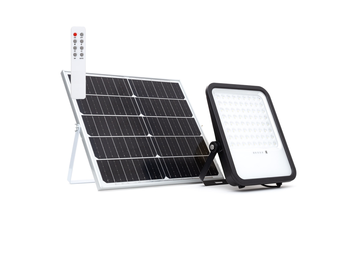 Foco Proyector Led Solar 2700 Lm Ip65 Con Control Remoto Nurda 6500k Blanco Frio
