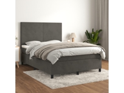 Cama Box Spring Con Colchón Terciopelo Gris Oscuro 140x190 Cm