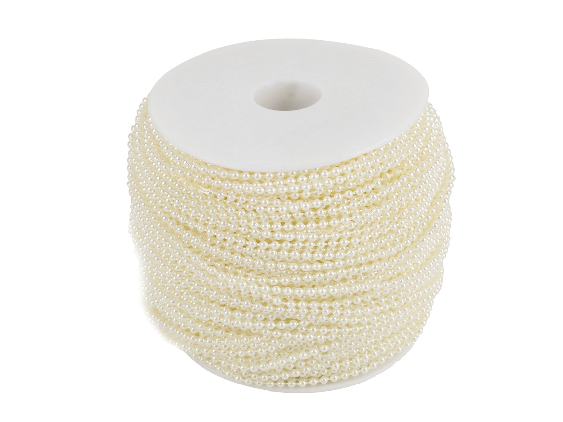 Rollo De 100 M De Cuentas De Perlas De Imitación De Abs Beige De 2,5 Mm Para Bodas, Navidad Y Decoraciones Diy.