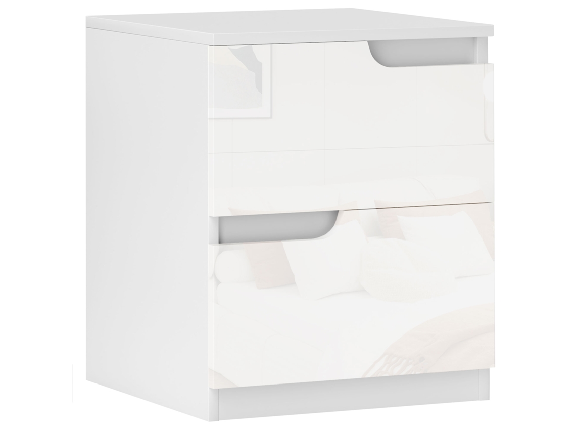 Mesa de Cabeceira Moderna Mesa de Cabeceira com Gavetas Mesa Auxiliar para Dormitório Sala de Estar 40x40x48 Cm Branco ZENCORE SERVICES