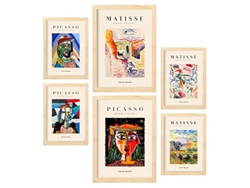 NACNIC Set De 6 Posters De Picasso Y Matisse Siglo Pasado Láminas De Fauvismo Y Surrealismo Para  Tamaños A3 & A4 Marcos Color Madera