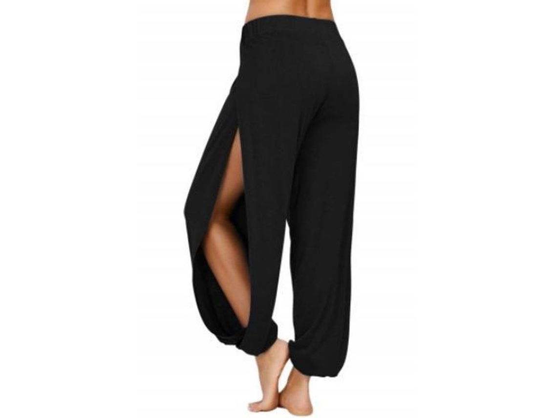 2026-pantalones De Yoga Para Mujer Con Entrecorte Lateral Pantalones Deportivos Sudorosos Para Ejercicio Y Playa Xl Negro