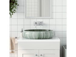 Lavabo Sobre Encimera Ovalado Cerámica Verde 59x40x15 Cm