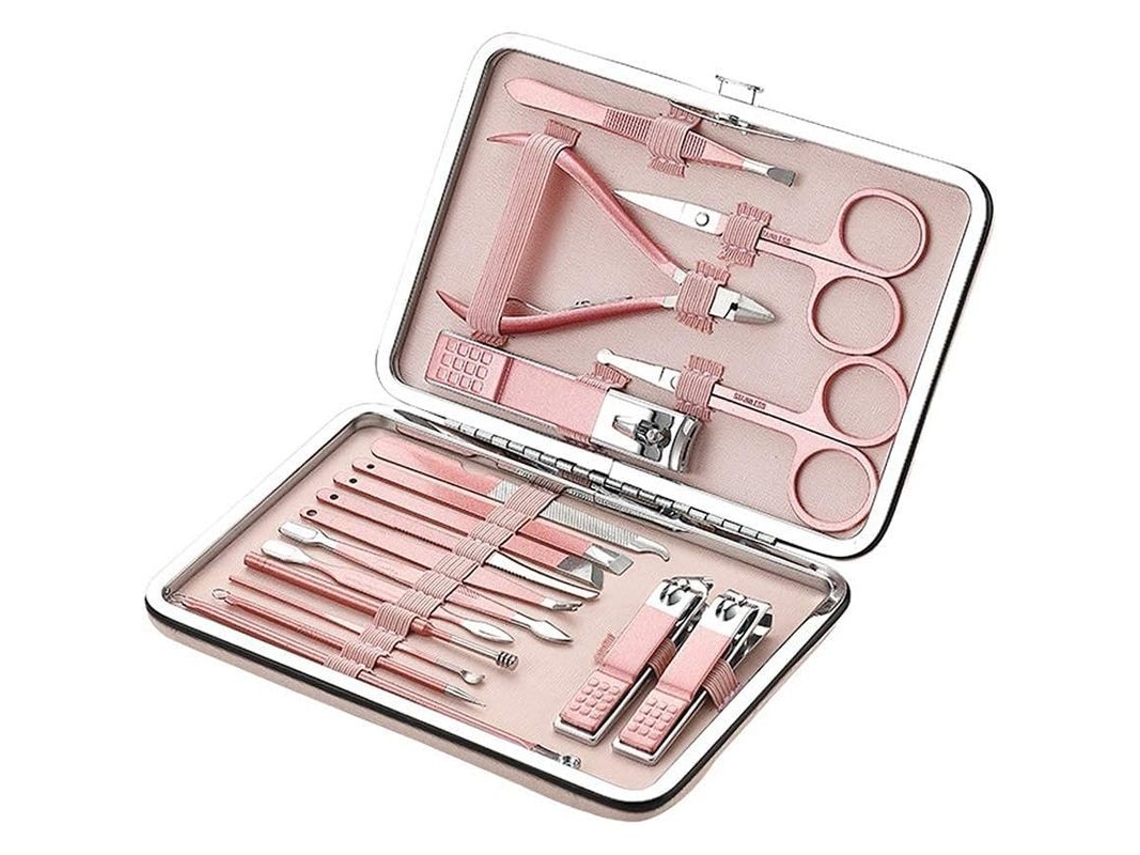 Kit De Manicura Y Pedicura De 18 Piezas, Juego De Cortaúñas De Acero Inoxidable (oro Rosa)