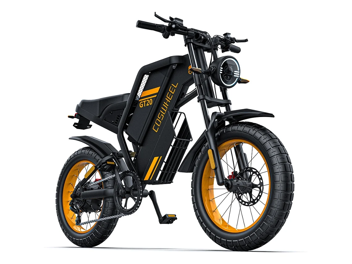 Bicicleta eléctrica de trail Coswheel GT20 de 20 pulgadas con motor de 1000 W y batería de 48 VE y 25 Ah.