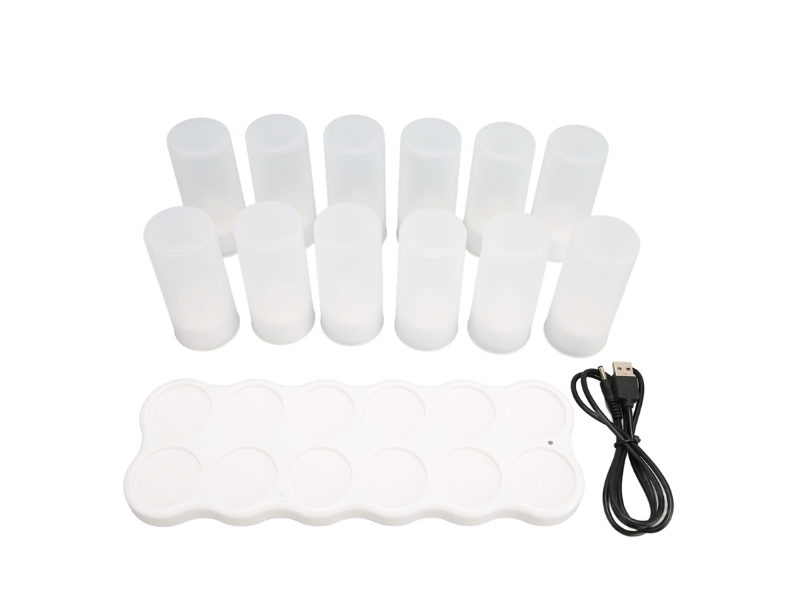 12 Velas Led De Té Con Carga Inalámbrica De 4 Horas, Color Cálido, Estructura De 2 Partes, Velas De Té Sin Llama Para Cumpleaños