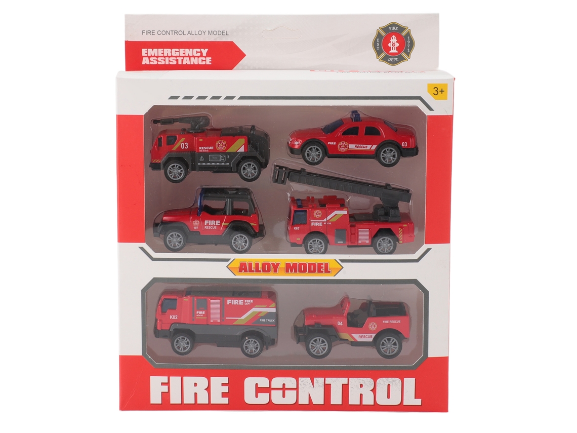 Ats-6pcs Set De Camiones De Bomberos Modelos De Aleación Inercial Juguetes Interactivos Para Niños Y Adultos