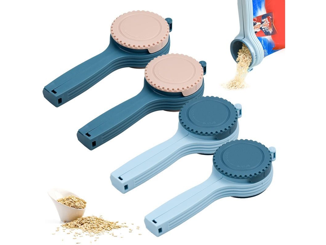 Cajones Selladores Para Bolsas De Plástico, 4 Piezas, Herramientas De Sellado Y Dispensación Con Tapa (azul + Rosa)
