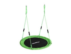 Columpio Nido Relaxdays, Redondo, Asas De Espuma, Para Niños, Ajustable, Exterior, Ø: 120 Cm, Hasta 100 Kg, Verde
