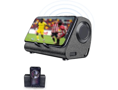 Ms Altavoz de inducción inalámbrico portátil con soporte para sensor de teléfono móvil, color negro BISBISOUS