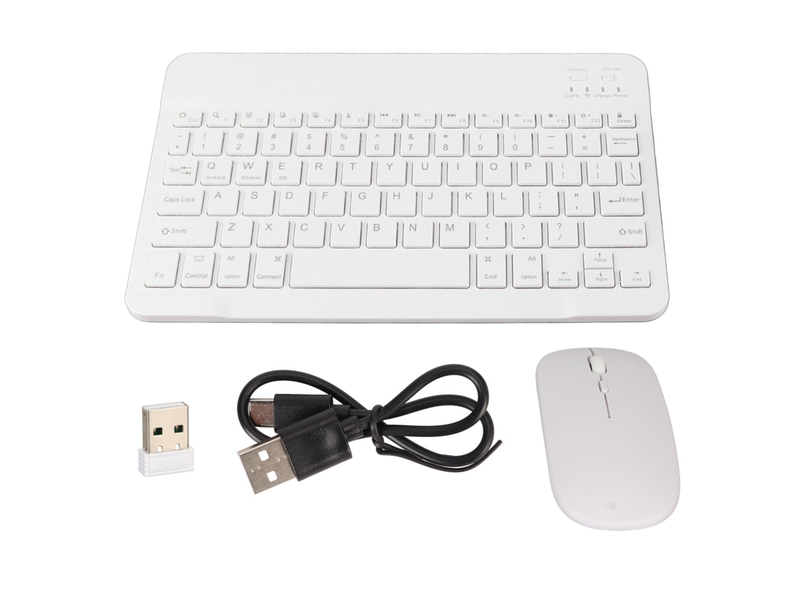 Conjunto Teclado E Mouse Sem Fio Bluetooth Portátil Branco Para Pc Laptop Com Painel Anti-deslizante