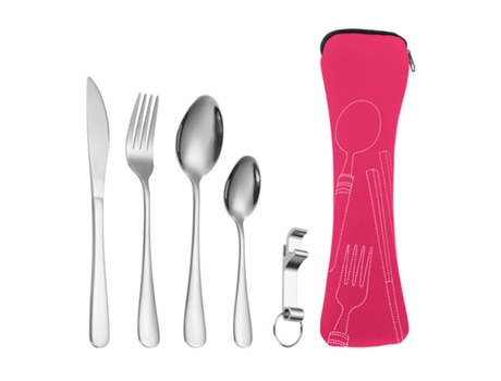 Utensilios portátiles elegantes - Cubiertos de acero inoxidable de alta calidad con caja de almacenamiento - rosa