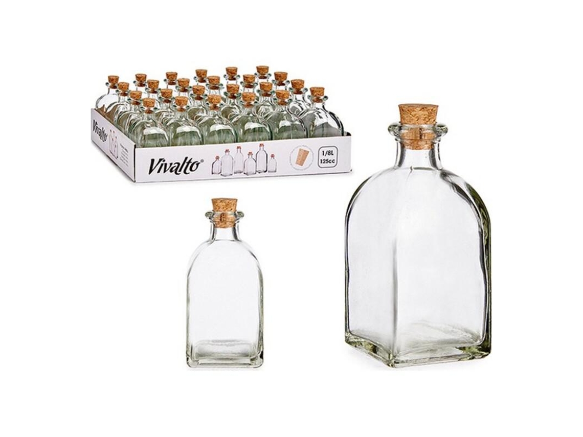 Frasco de Vidrio de 125ml con Tapón de Corcho.