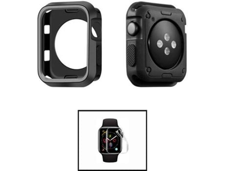 Carcasa Military + Protector de Hydrogel PHONECARE Apple iWatch Series 6 - 44mm Negro y Gris
