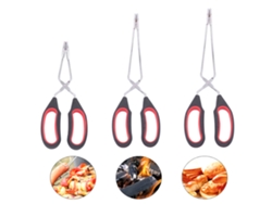 KOFIHETY Pinzas de tijera profesionales para asar en interiores y exteriores, mango largo de acero inoxidable, resistentes al calor, multifuncionales, agarre c