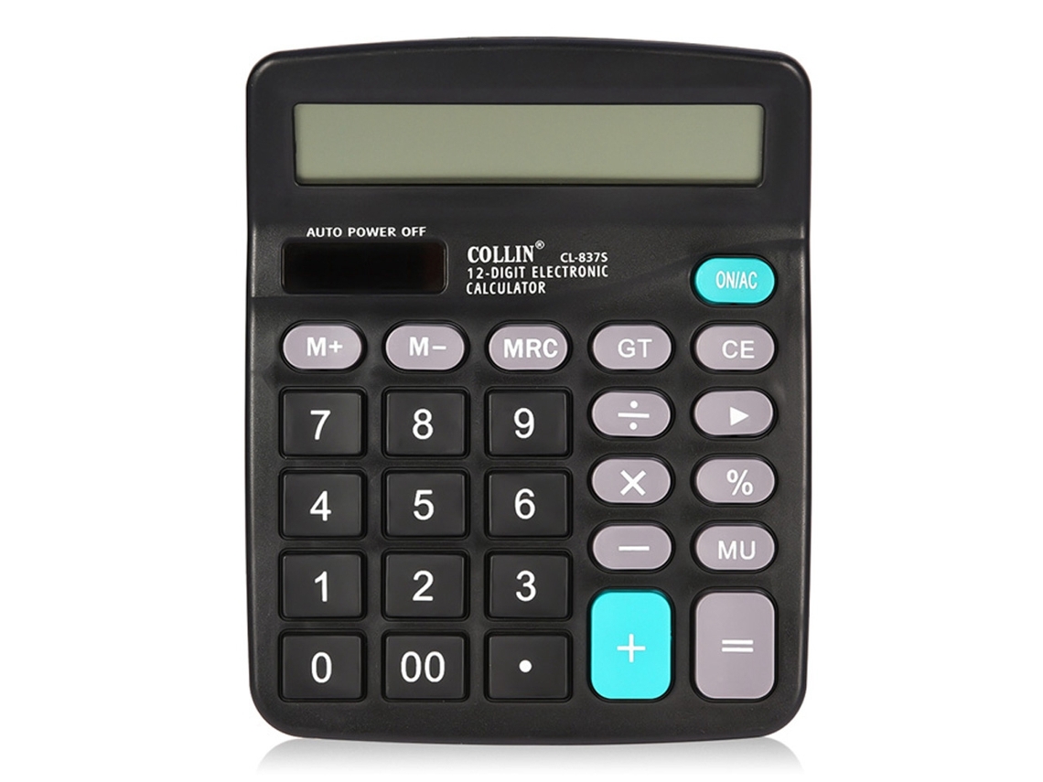 Calculadora electrónica CL 837s con batería y botones grandes.