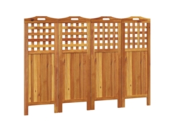 Biombo separador de ambientes, 4 paneles, 162 x 2 x 115 cm, madera de acacia marrón, Dec030820