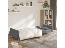 Sofá Cama De 2 Plazas Con Dos Almohadas Tela Gris Claro