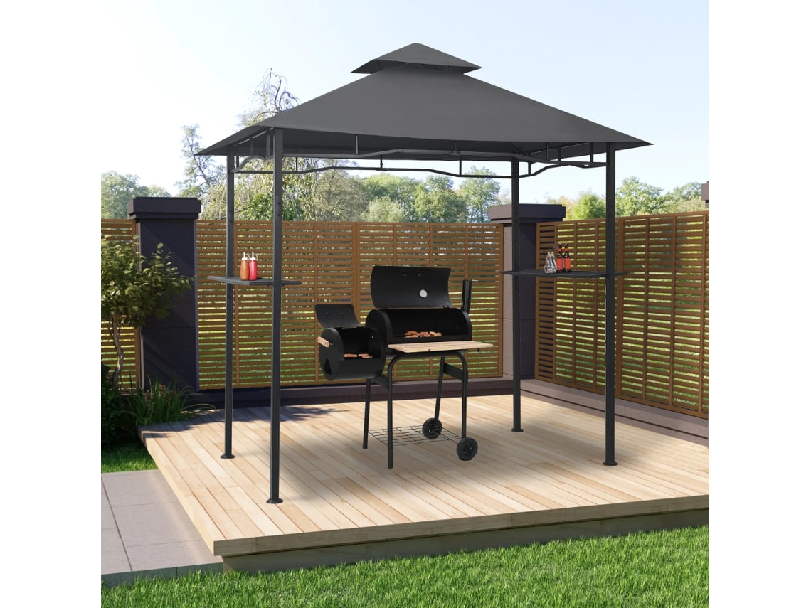 Cenador para barbacoa de acero antracita de 240 x 150 x 255 cm WSD245828 Lovely Home
