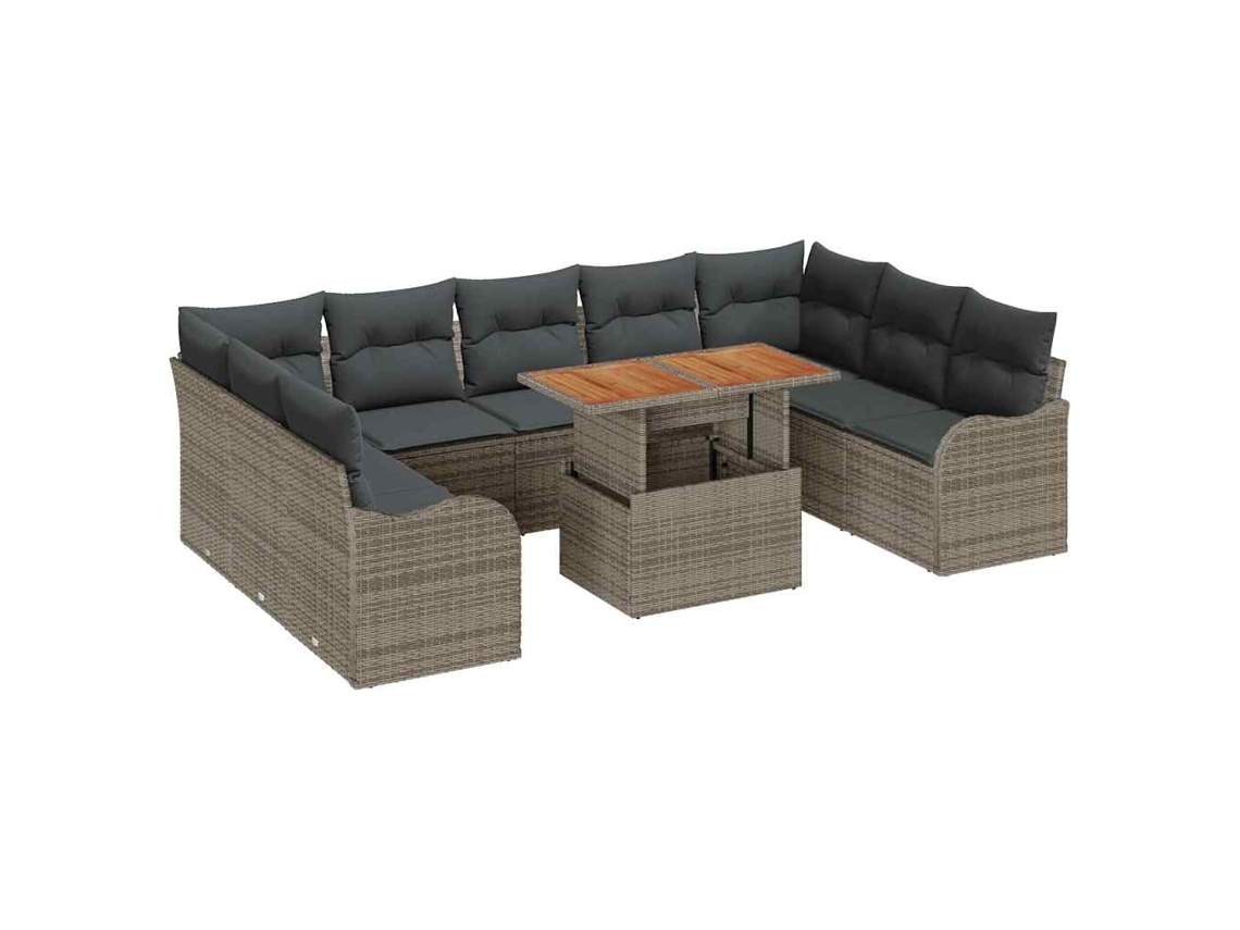 Maison Exclusive - Conjunto De Sofá De Jardín Con Cojín Manual 10 Pcs Gris