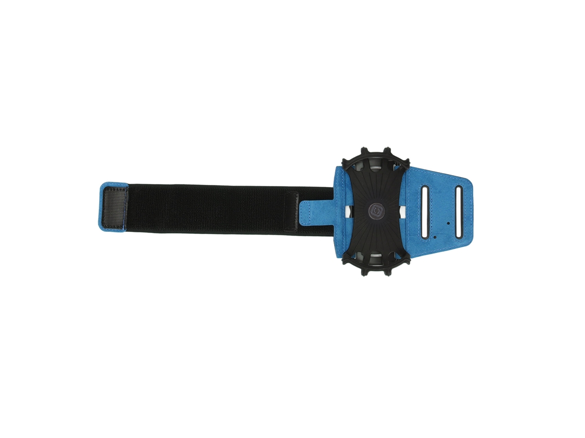 Braçadeira Para Celular Giratória 360 Graus Para Corrida Com Suporte E Armazenamento De Cabo Vitality Blue Grande