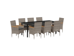 Maison Exclusive - Conjunto De Comedor De Jardín 9 Pcs Gris Ratán Sintético