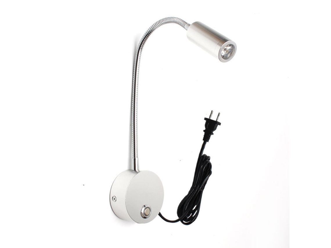 Lámpara de noche LED con cuello de cisne flexible, diseño moderno de montaje en pared, luz blanca cálida para dormitorio, estudio, pantalla