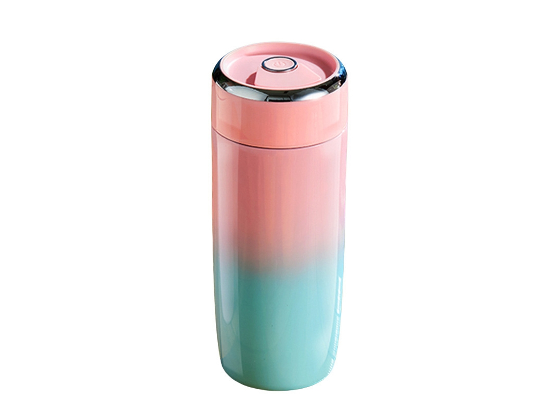 Vaso portátil recargable para uso doméstico, pequeño, multifuncional, con degradado azul y rosa, carga tipo C.