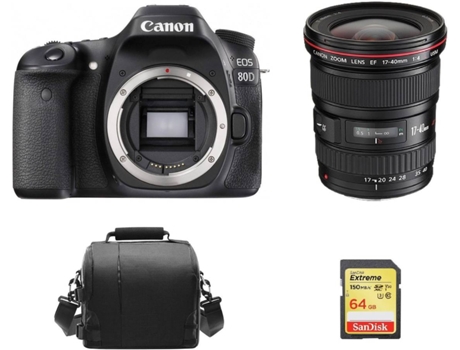 Cámara Reflex CANON EOS 80D + Objectivo EF 17-40mm F4L USM + Tarjeta SD 64GB + Bolsa (APS-C)