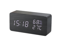Reloj digital de madera, LED con pantalla de temperatura y humedad NEVEANCE