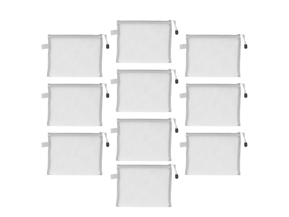 10pcs Funda De Documentos Con Cremallera Impermeable Resistente Al Rasgado Tamaño A5 Organizador De Papeles Gris