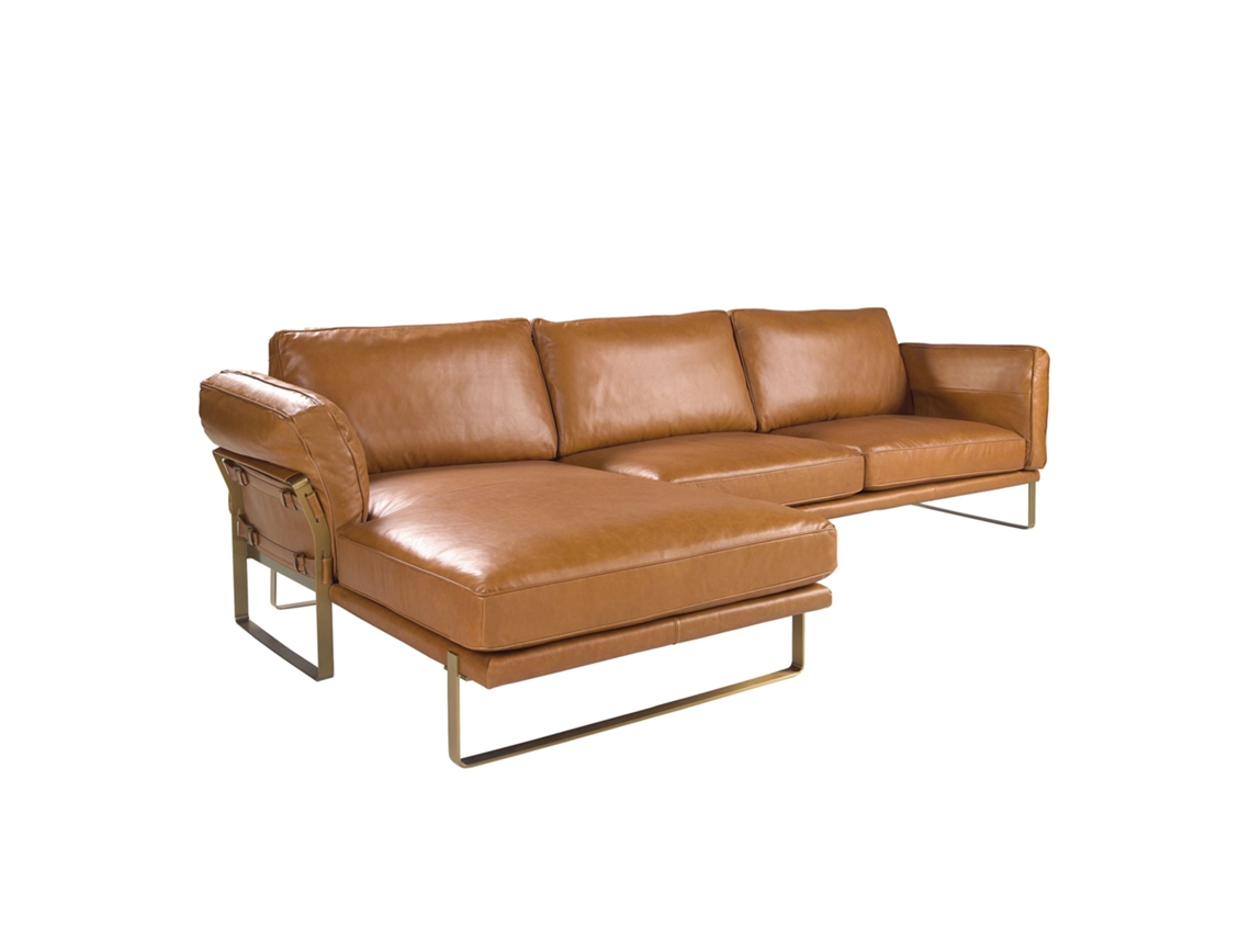 Sofá Chaise Longue Izquierda Piel Camel