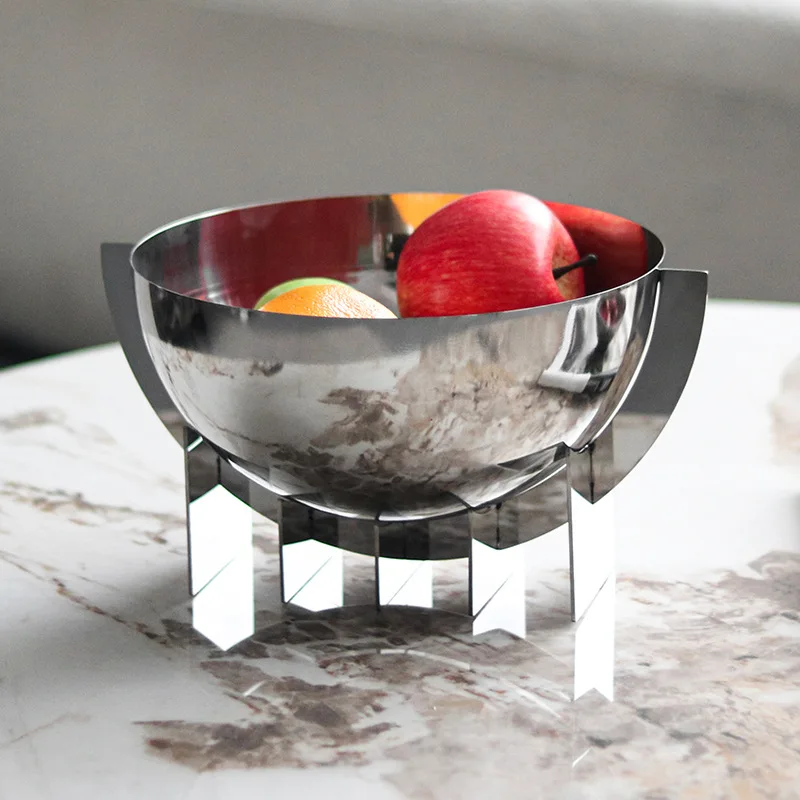 Bol redondo de acero inoxidable para frutas, aperitivos, frutos secos y ensaladas. MDUG (1,5 m)