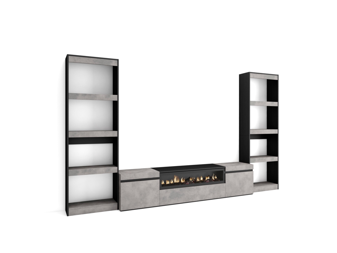 Muebles de Salón para TV 320x186x35cm Para TV hasta 80 Chimenea eléctrica Cemento