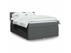 Cama box spring con colchón tela gris oscuro 140x200 cm