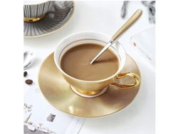 Taza De Cerámica Estilo Nórdico Con Borde Dorado Para Café Té Y Regalos Festivos