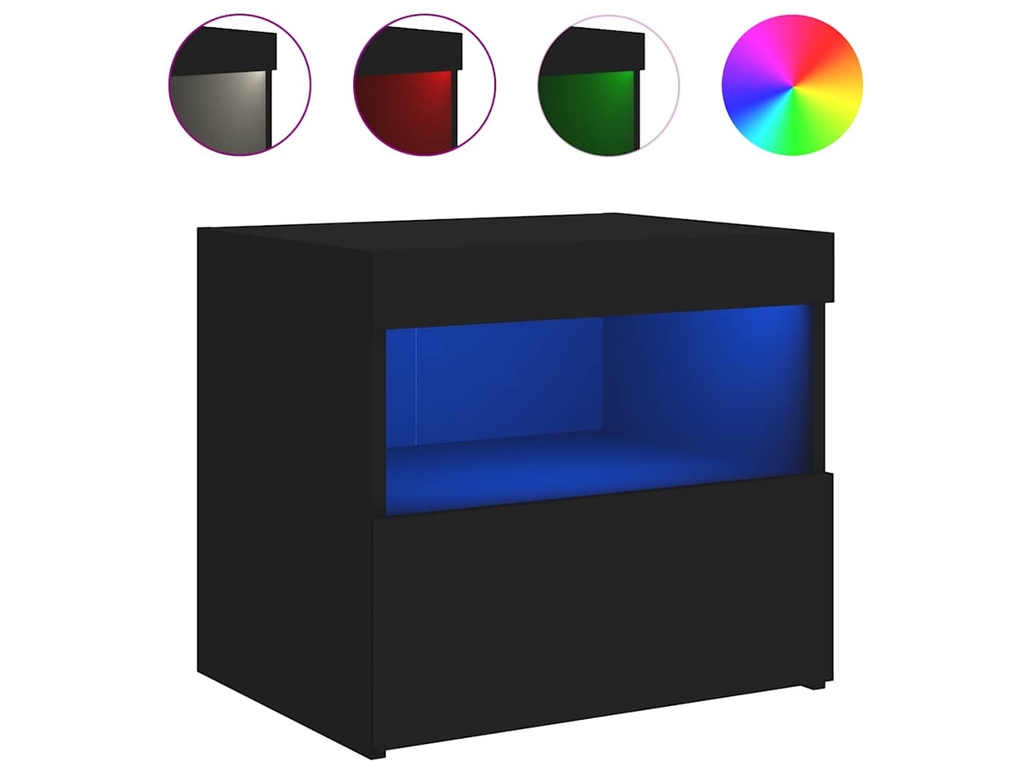 Maison Exclusive - Mesita De Noche Con Luces Led Negro 50x40x45 Cm