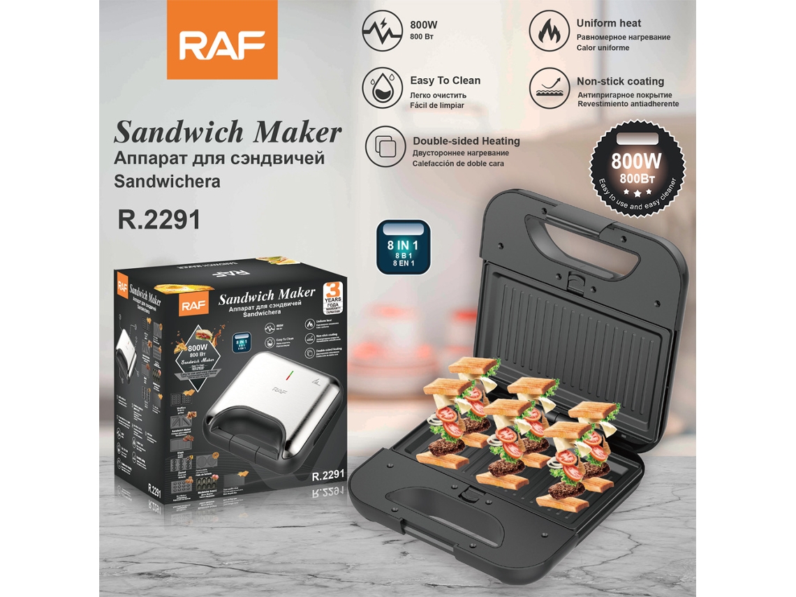 Freidora de sándwiches para desayuno 8 en 1, parrilla, barbacoa, máquina para hacer carne, máquina multifunción para hacer donas en casa.