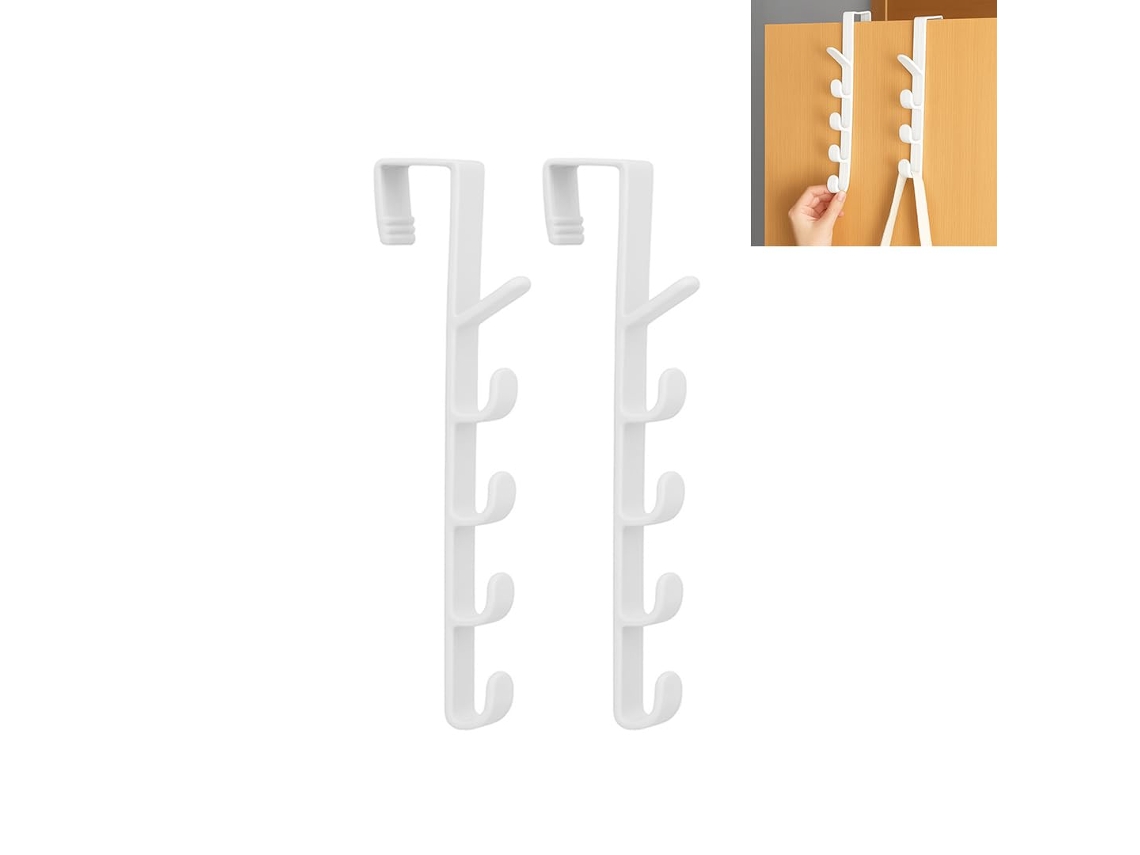 Set De 2 Colgadores Traseros De Puerta, Percha Vertical Blanca Para Ropa, Gorras, Bolsos Y Toallas, Organizador Ahorra Espacio Para Hogar