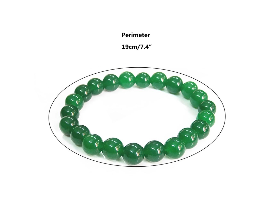 2 Pulseras Feng Shui Para La Suerte Y La Riqueza Con Perlas De Ágata Verde De 8 Mm, Triple Protección.