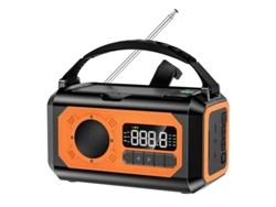 Radio portátil de emergencia con manivela de 12000 mAh, alerta meteorológica AM/FM/NOAA, carga tipo C, color naranja