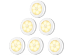 Luz Armário Led,6 Peças Luzes Armário Noturna, Iluminação Led Sensor Movimento Base Magnética, Escada Cozinha Vitrinas Armário (bateria) Branco Luz Q
