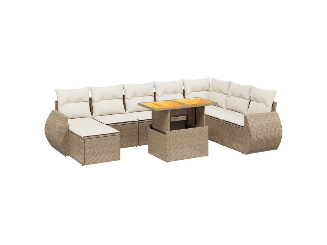 Maison Exclusive - Set De Sofás De Jardín 9 Pzas Con Cojines Ratán Sintético Beige